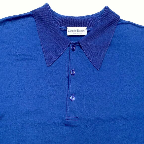Men’s Giorgio Danieli 100% Cotton Polo, Made in Italy, Navy XL - Picture 1 of 10